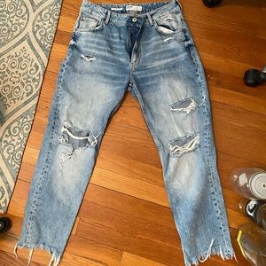 Bershka light washed ripped jeans